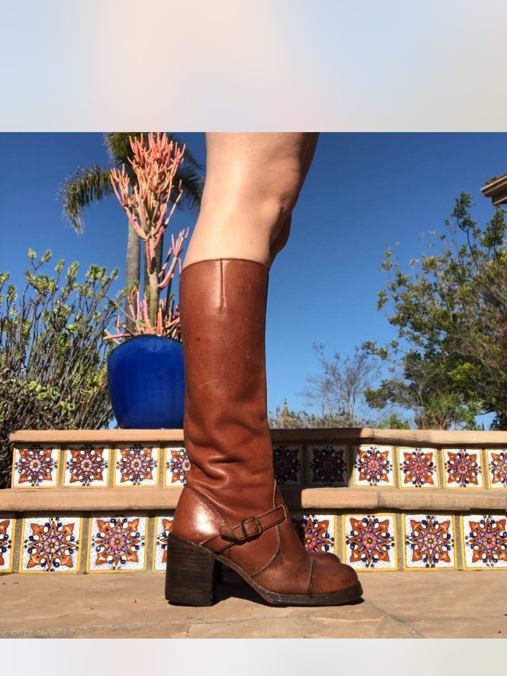 Women’s Tall Brown Leather Riding Boots - Picture 6 of 6